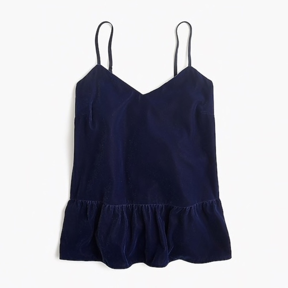 NWT J. Crew Blue Velvet Peplum Tank Top Size 10